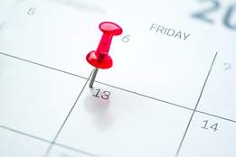 calendar with pushpin on friday the 13th